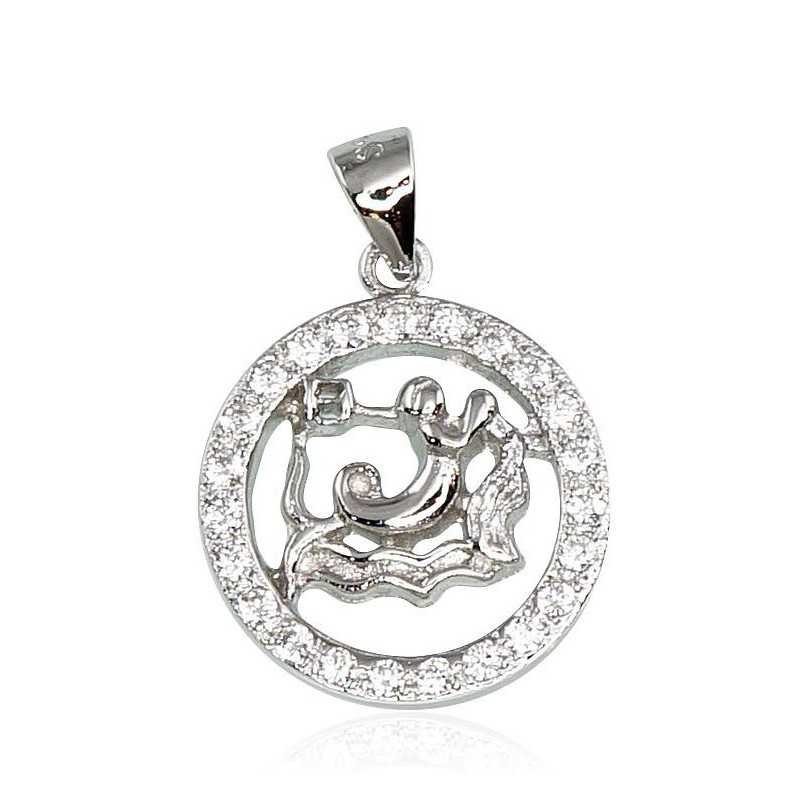 925° Silver pendant, Type: Zodiac signs, Stone: Zirkons , 2300503(PRh-Gr)_CZ