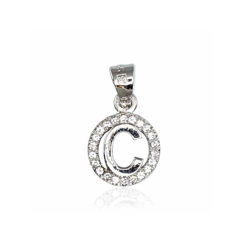 925° Silver pendant, Type: Letters, Stone: Zirkons , 2300505(PRh-Gr)_CZ