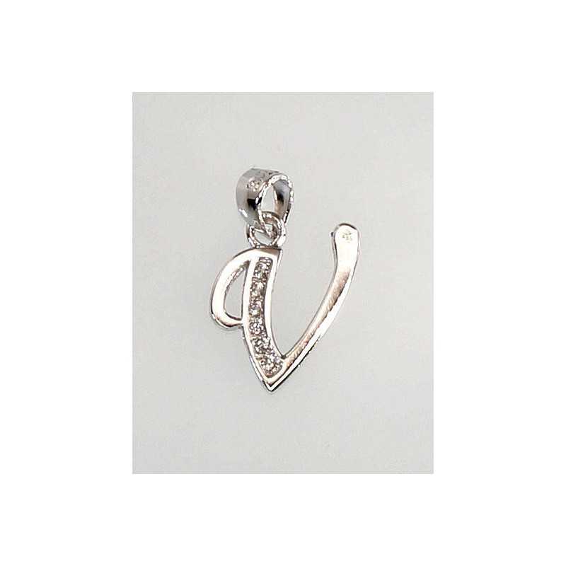 925° Silver pendant, Type: Letters, Stone: Zirkons , 2300620(PRh-Gr)_CZ