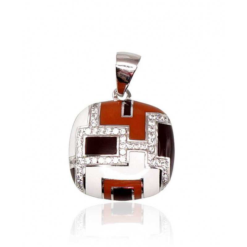 925° Silver pendant, Type: Women, Stone: Zirkons , Jewelery enamel , 2300713(PRh-Gr)_CZ+ML-W+ML-LBR+ML-BR