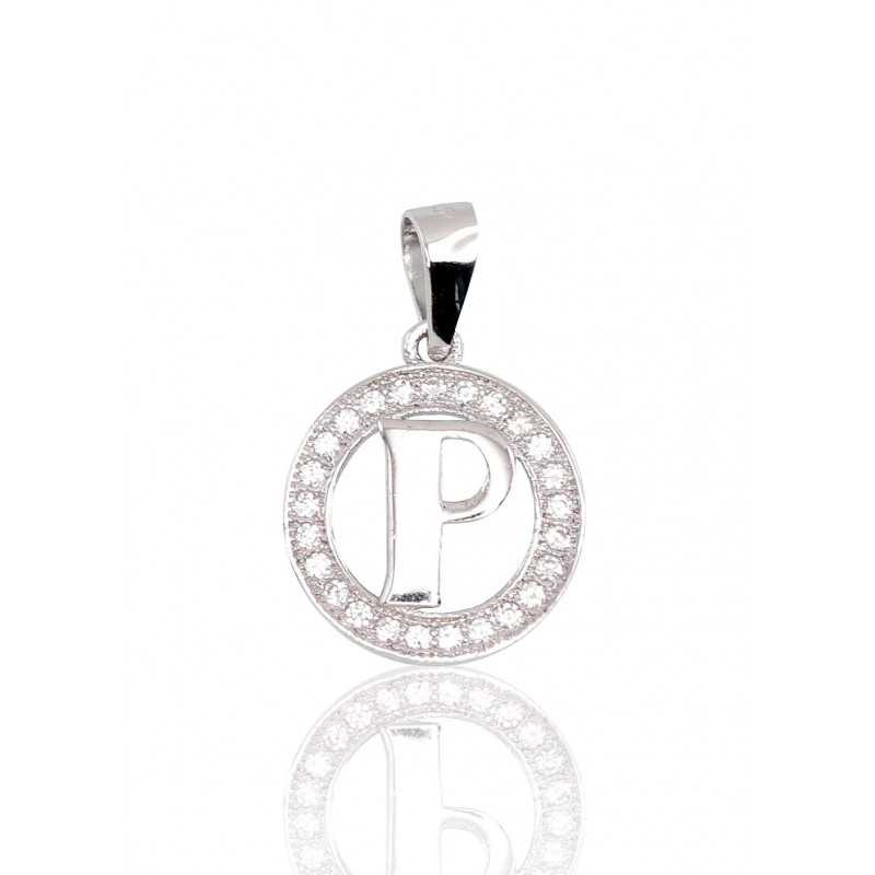 925° Silver pendant, Type: Letters, Stone: Zirkons , 2301011(PRh-Gr)_CZ