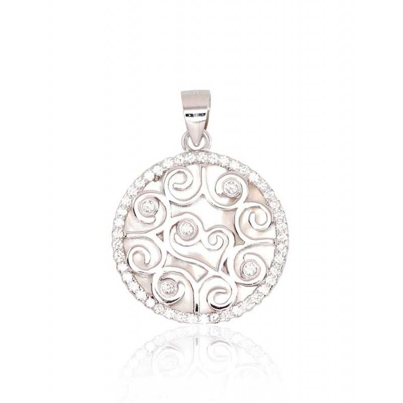 925° Silver pendant, Type: Women, Stone: Zirkons , Mother-of-pearl , 2301230(PRh-Gr)_CZ+PL