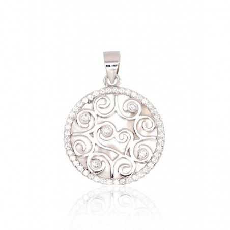 925° Silver pendant, Type: Women, Stone: Zirkons , Mother-of-pearl , 2301230(PRh-Gr)_CZ+PL