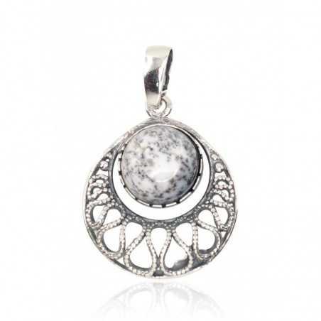 925° Silver pendant, Type: Women, Stone: Dendritic Agate , 2301298(POx-Bk)_AGD