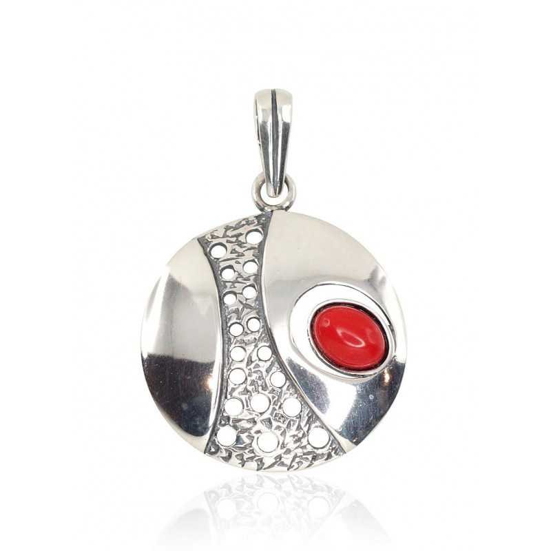 925° Silver pendant, Type: Women, Stone: Coral , 2301305(POx-Bk)_COX