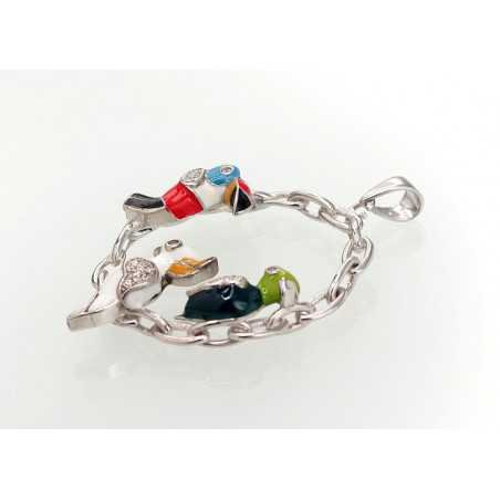 925° Silver pendant, Type: Women, Stone: Zirkons , Jewelery enamel , 2301341(PRh-Gr)_CZ+ML-MIX