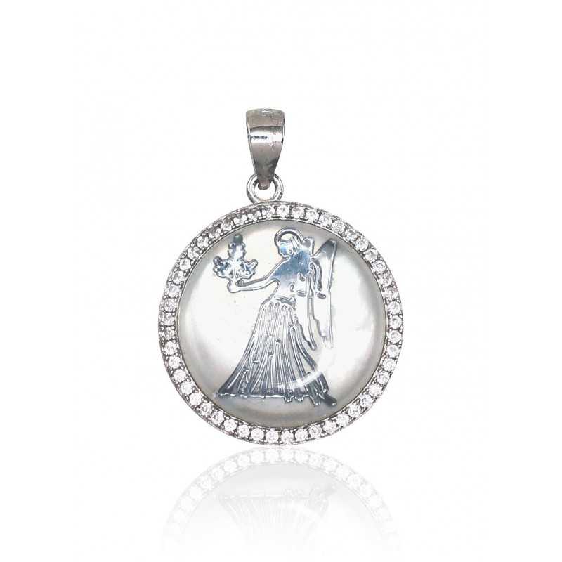 925° Silver pendant, Type: Women, Stone: Zirkons , Mother-of-pearl , 2301472(PRh-Gr)_CZ+PL