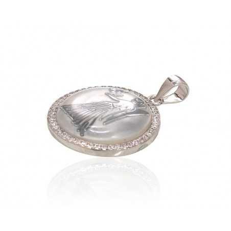 925° Silver pendant, Type: Women, Stone: Zirkons , Mother-of-pearl , 2301472(PRh-Gr)_CZ+PL